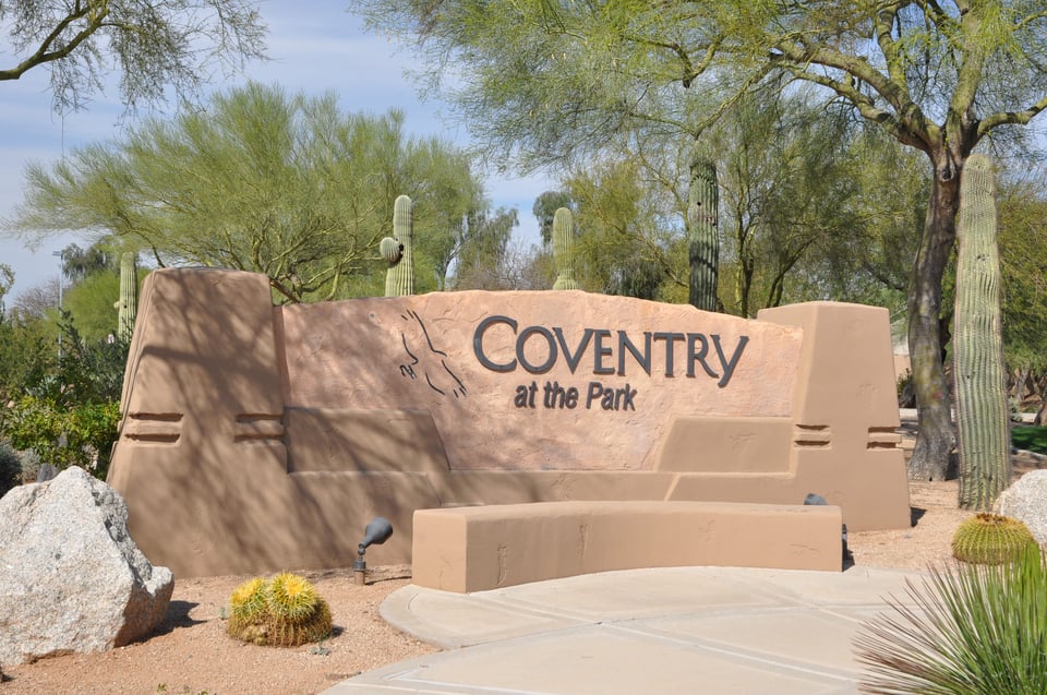 Coventry at the Park community entrance monument